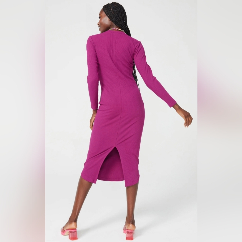 TEREZ NWT Purple/ Black Raspberry Ribbed Dress - Picture 2 of 5